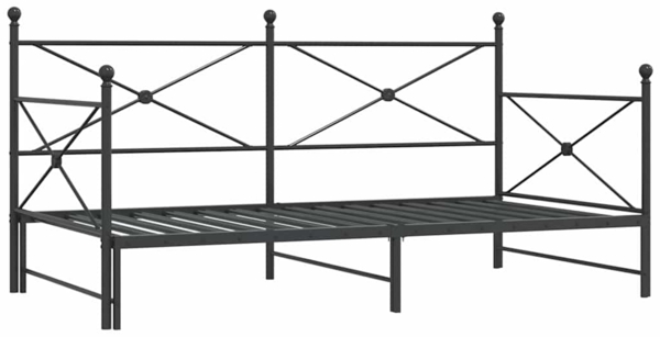 vidaXL Tagesbett Ausziehbar ohne Matratze Schwarz 107x203 cm Stahl 4104678