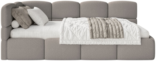 Selsey 'Cloudy' Jugendbett links, Bouclé Grau, 90x200 cm