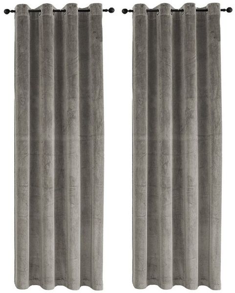 Haus und Deko Gardine Vorhang 2er Set Ösen Verdunkelung 140x245 cm Samt weich blickdicht (2 St), Ösen, Polyester