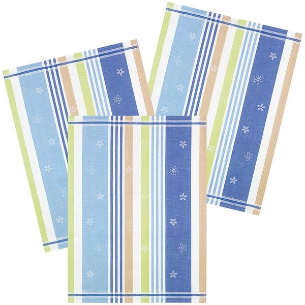 Kracht Geschirrtuch Blümchen, (Set, 3-tlg, 3-teilig), Geschirrtücher ca. 50 x 70 cm Halbleinen Jacquard