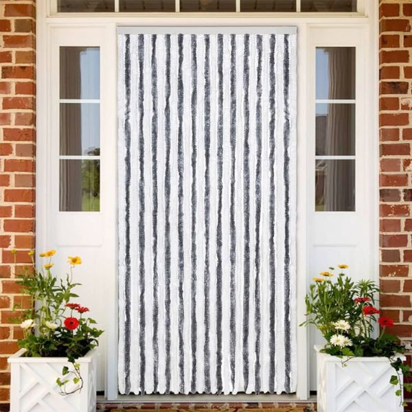 vidaXL Insektenschutz-Vorhang Grau und Weiß 118x220 cm Chenille 315125