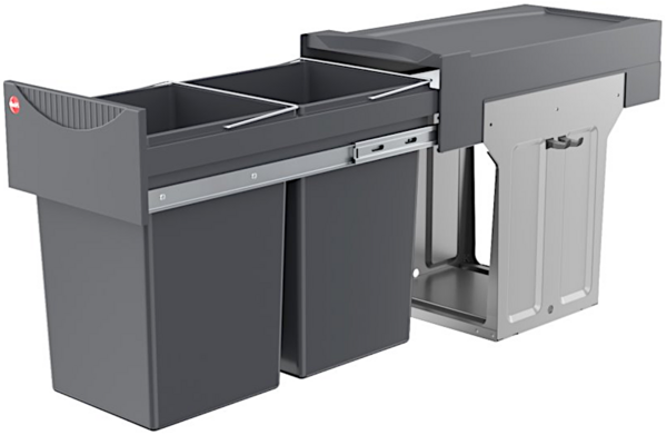 Hailo Einbaumülleimer Hailo Abfallsammler 3666106 TA Swing Tandem 2x 15 L mit Hakenleiste