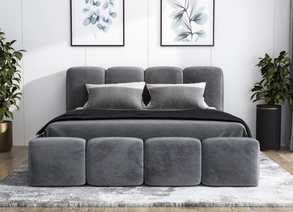 Polsterbett DONA 160x200 ohne Matratze mit Bettkasten und Lattenrost. Farbe: Anthracite 18