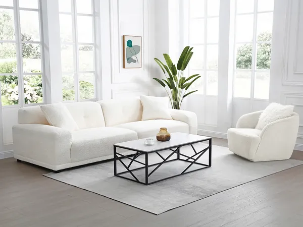 Vente-unique - MELRONE Couchtisch Keramik SchwarzWeiß - B 60 cm x H 40,5 cm x L 120 cm