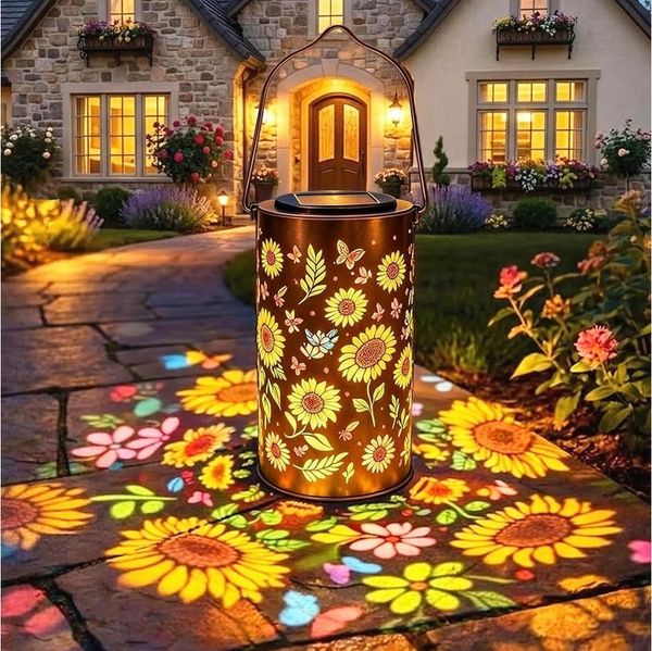 ibettertec LED Solarleuchte Solarlampen für Außen Hängend - 1 Stück Solarlampen für Außen Garten, Metall Solar Gartenleuchten für Außen Garten Draußen Balkon, IP65 Wasserdicht Solarlaterne für Außen