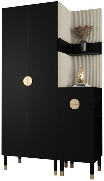 ABIKS MÖBEL Kompaktgarderobe PALERMO Set 6 Garderobe mit gepolsterten Paneelen, Industriell Design