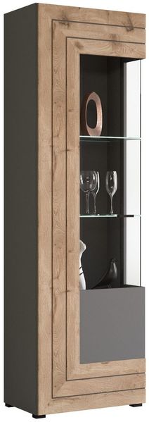 Xonox 'Freno' Vitrine, Holzwerkstoff grau / nox eiche, 60 x 37 x 194 cm
