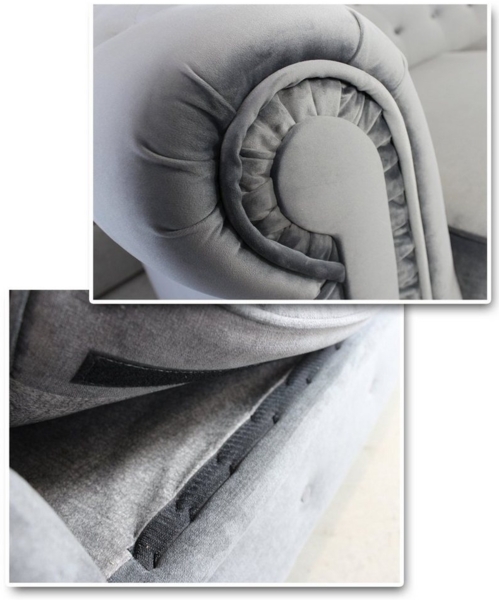 Sessel Chesterfield Asti - Couch, Couchgarnitur, Couchsessel, Loungesessel, Stühl, Holzfüße - Glamour Design, Velours (Dunkelblau (Velvet 86)) Bild 2