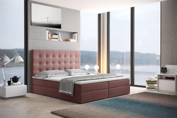 Boxspringbett Schlafzimmerbett TRIANA 180x200 cm in Stoff Altrosa