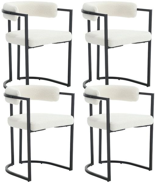 WAHSON OFFICE CHAIRS Esszimmerstuhl 2/4er Set Samt/Kunstleder/Kunstfell-Eckstühle, schwarze Metallbeine (4 St)