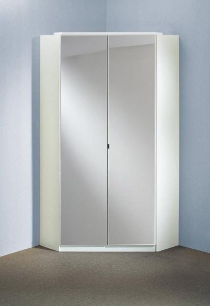 Eckkleiderschrank >Clack< in HOCHGLANZ LACK WEISS - 95x198x95cm (BxHxT)