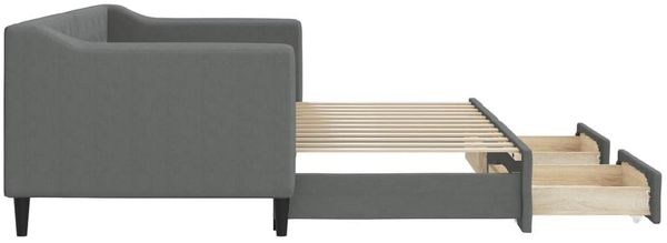vidaXL Tagesbett Ausziehbar mit Schubladen Dunkelgrau 80x200 cm Stoff 3197458 Bild 7