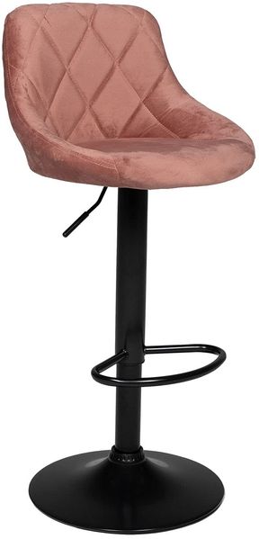 Happy Garden Barhocker aus rosafarbenem Samt Robin. Küchenstuhl in modernem Design mit Sitzfläche, höhenverstellbar, um 360° drehbar und Fußstütze. Hocker mit Rückenlehne aus rosafarbenem Samt.