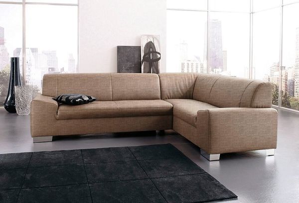 DOMO collection Ecksofa Alisson, zeitlose Optik, flache Armlehnen, L-Form, fester Sitzkomfort, wahlweise mit Bettfunktion