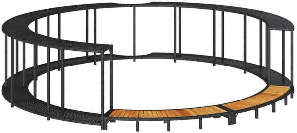 vidaXL Whirlpool-Umrandung mit Stauraum Holztreppe Schwarz Poly Rattan 365610