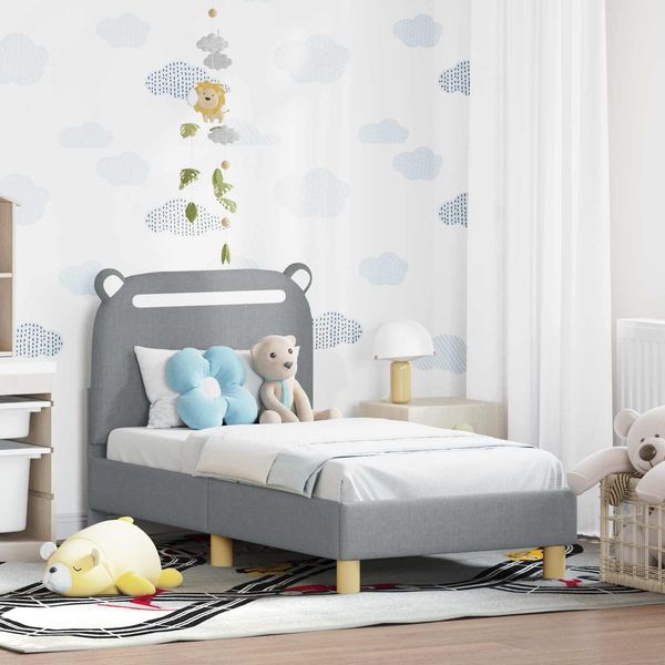 vidaXL Kinderbettgestell mit Kopfteil Hellgrau 70 x 140 cm Stoff 42011204
