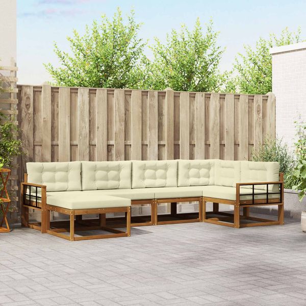 vidaXL Outdoor-Sofagarnitur mit Kissen 6 pcs Natur und Creme 3367833
