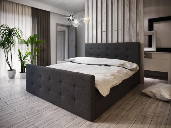 Boxspringbett Bett HUGO -Variante A- 200x200cm Schwarz inkl. Bettkasten