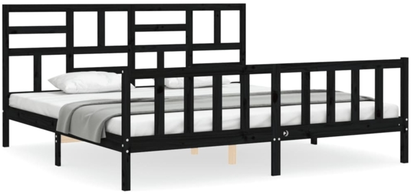 vidaXL Massivholzbett mit Kopfteil Schwarz 200x200 cm 3193100