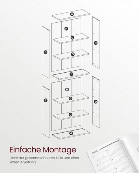 Vasagle Bücherregal, mit 6 Ebenen, Holzspanplatte, vintagebraun, 24 x 60 x 178,5 cm Bild 4