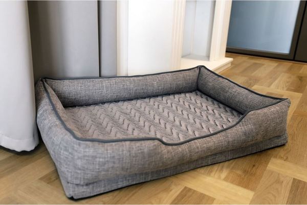Hundebett Gr. L Grau Haustier Plüsch Kissen Korb Schlafplatz Liegefläche Sofa