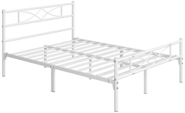 Yaheetech Metallbett Bettgestell, Bettrahmen mit Kopfteil Gästebett mit Lattenrost für Schlafzimmer
