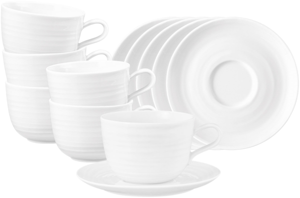 Seltmann Weiden Terra Milchkaffeetasse mit Untertasse 400 ml weiß 6er Set