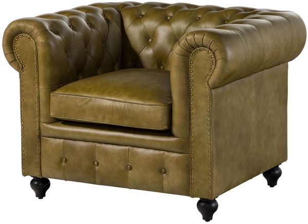 Sessel Echtleder 105x82x75 grün CHESTERFIELD #302