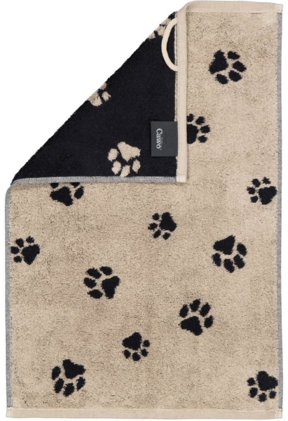 Cawö Handtuch Cawö Handtuch Duschtuch Gästetuch We love Dogs 6247-93 Pfoten Schwarz, Walkfrottier, 100% Baumwolle
