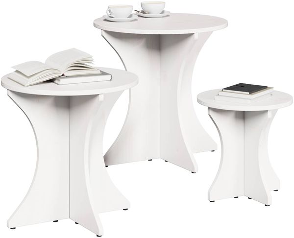 Couchtisch, Sofatisch 3 pcs Weiß