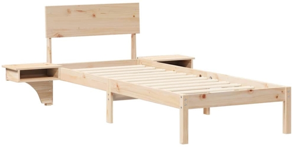 vidaXL Bettrahmen mit Kopfteil Braun 75 x 190 cm Massives Kiefernholz 873472