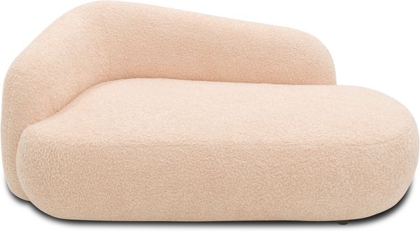 DOMO. collection Recamiere 700013, Liege mit Zierkissen, oval, Füße mit Filzgleitern, Chaiselongue, Sofa, Polstergarnitur, 183 x 105 x 75 (BxTxH), beige