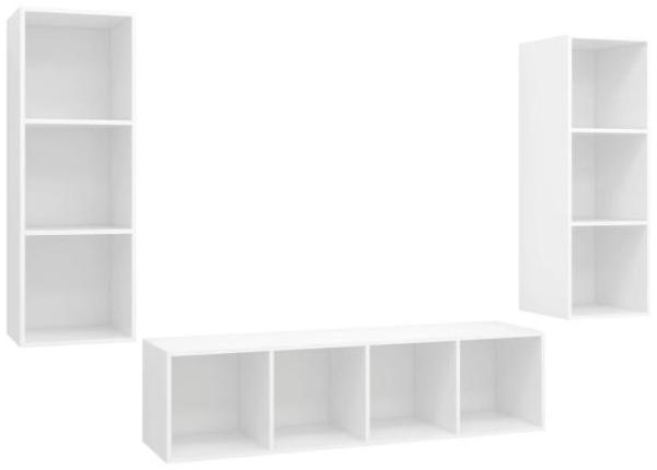 vidaXL 3-tlg. TV-Schrank-Set Weiß Spanplatte [3079745]
