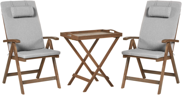 Bistro Set AMANTEA PREMIUM Akazienholz Grau meliert