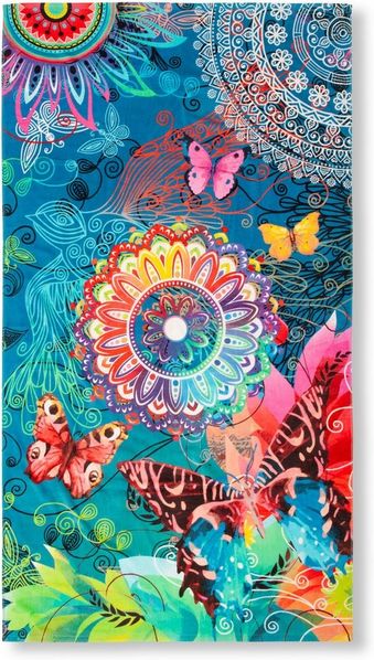 hip Strandtuch Strandtuch 100x180 cm Frottee Parada Mandala's und Schmetterlinge bun, Frottee (Spar Set, 1-St), 1 x Strandtuch HIP 100x180 cm bunt