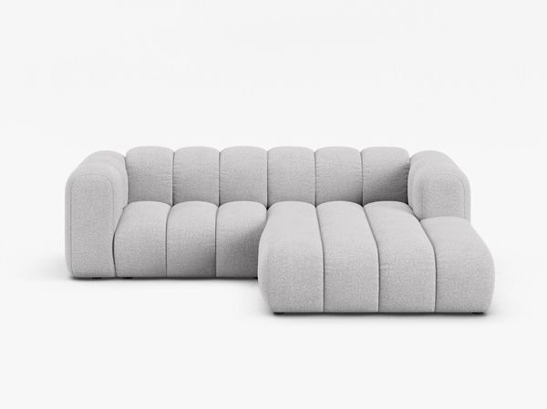 Micadoni Modulares Ecksofa Lupine 3-Sitzer Rechts Boucle Baloo Hellgrau