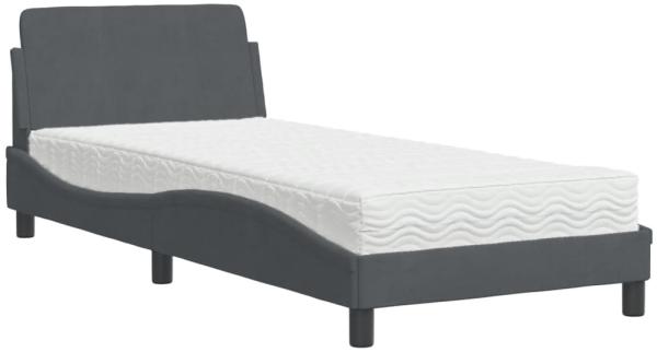 vidaXL Bett mit Matratze "Dover" Dunkelgrau 90x190 cm Samt 3208312