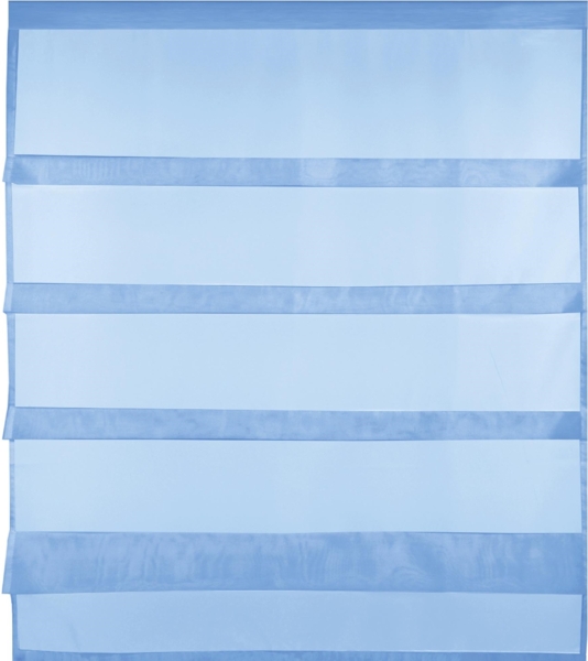 Transparente Bistrogardine Raffoptik mit Stangendurchzug in Voile, schlicht und modern in vielen verschiedenen Farben erhältlich (90x110 cm / blau - mittelblau)