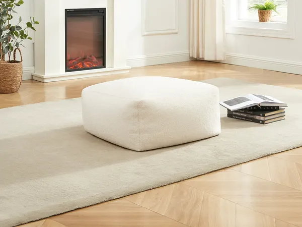 Vente-unique - SIRIETO Pouf Stoff Weiß - B 30 cm x H 60 cm x L 60 cm