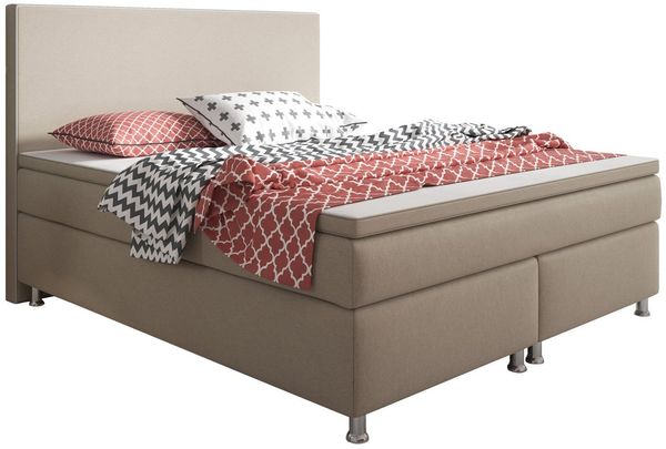 inter Boxspringbett King S Webstoff (180x200 cm, Muddy inkl. Matratzen und Topper), inkl. Matratzen und Topper