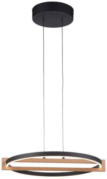 LED-Pendelleuchte MONDO Famera 50 cm, Metall, Schwarz, Holzfarben, 50 x 200 x 50 cm