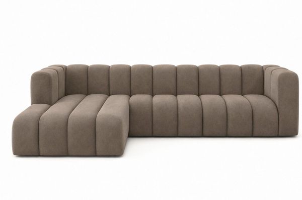 Kaiser Möbel Ecksofa Moderne aus Veloursstoff Salvador Grand L 318 cm, Ecksofa, Tiefe Sitzflächen,Premium-Velours Salvador,Design Soft-Cube