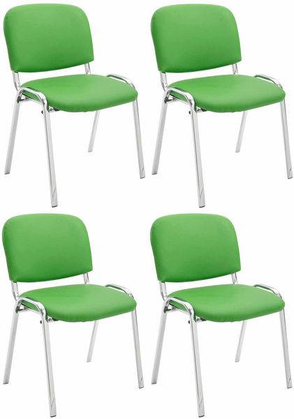 CLP 4er Set Stühle Ken Chrom Kunstleder gepolstert,grün