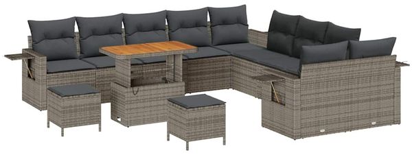 vidaXL Gartensofa-set mit Kissen mit Speicher Grau Poly-Rattan 3363758 Bild 2