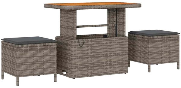 vidaXL Gartensofa-set mit Kissen mit Speicher Grau Poly-Rattan 3363758 Bild 4