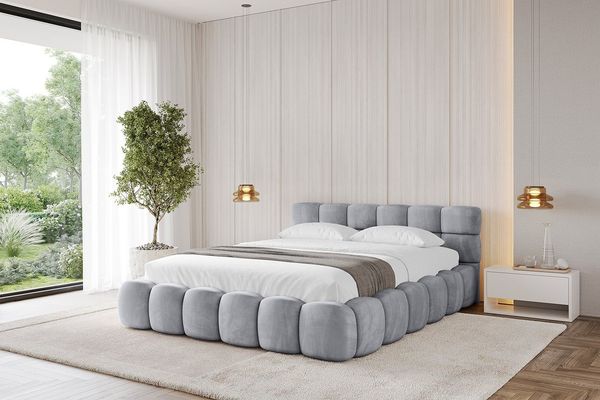 ALTDECOR Polsterbett LEYA-v1 (Polsterbett mit Bettkasten und Lattenrost, Boxbett mit Matratze), Doppelbett mit Stauraum, Bett mit Kopfteil