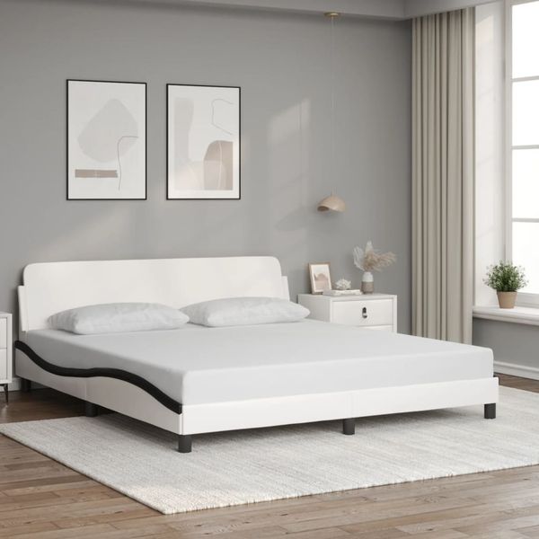vidaXL Bettgestell "Dover" Weiß und Schwarz 180x200 cm Kunstleder 373244