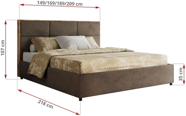 Premium Polsterbett LERIO CLASSIC 160 x 200 cm mit Stauraum, gepolstertem Kopfteil, Gasdruckfedern & Lattenrost - Modernes Design, Inkl. Lattenrost Multipocket Matratze - Braun Velvet - ELORI LUX Bild 4