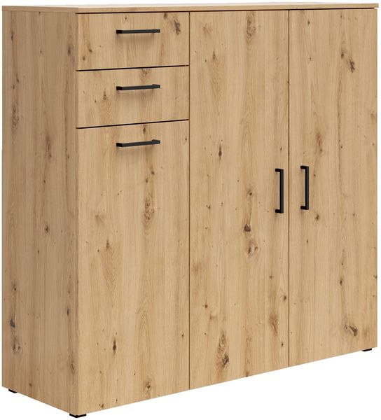 Carryhome 'MULTISTAURAUM' Kommode, Holznachbildung Eiche Artisan, 120 x 115 x 40 cm, mit 2 Schubladen und 8 Fachböden