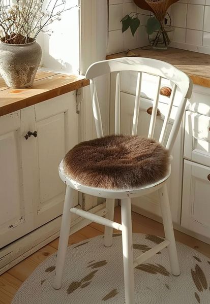 Lammell Sitzkissen Ø 40 cm Braun